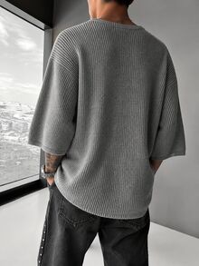 Manfinity Dauomo Men's Minimalist Versatile Casual Sweater For Daily Wear - Grey - View 2
