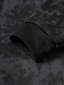 Chillumni 男士字母印花長袖連帽仿雪洗衛衣 - 黑色 - 查看 4