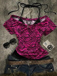 Attitoon Women's 2 In 1 Patchwork Casual Daily T-Shirt - Multicolor - View 6