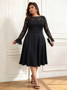 Femmeverse Plus Size Dresses - Black - View 4