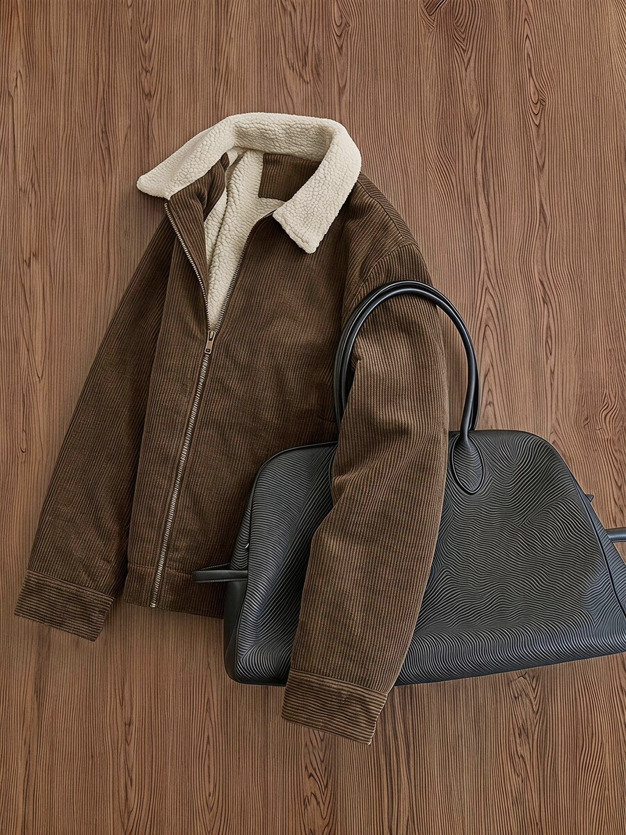 SWAVVY Men's Woven Fashion Casual Young PU Leather Slim Fit Long Sleeve Jacket - Brown - View 1