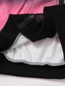 SHEIN 女童冬季連帽拉鍊外套，街頭風運動衫，保暖針織面料 - 彩色 - 查看 5