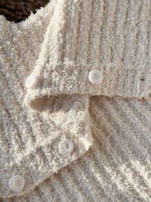 Baby Girl Solid Color Long Sleeve Knitted Hooded Romper, Comfortable For Autumn/Winter, Versatile For Daily Casual Wear - Beige - View 8