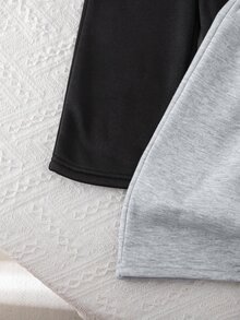 SHEIN Tween Girls 2pcs Wide Leg Pants Set Contrast Elastic Waist Casual Loose Sweatpants Trousers - Multicolor - View 5