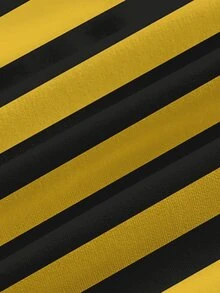 PopScrub Casual Minimalist Black & Yellow Striped Scrub Uniform Top - Multicolor - View 3
