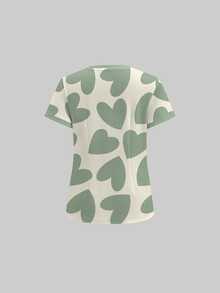 TaskEZ Casual Minimalist Green Heart Contrast Color Pattern Scrub Uniform Set - Multicolor - View 8