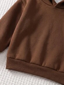 Baby Girl Casual Minimalist Soft Hooded Long Sleeve Drop Shoulder Fleece Sweatshirt - Multicolor - View 6