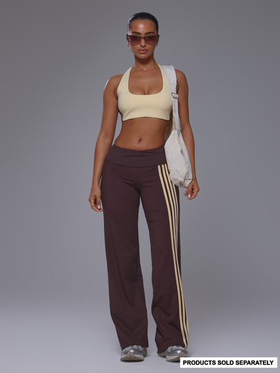 Musera Petite Fold Over Stripe Side Fitted Flare Petite Active Leggings Daily Active Gym Workout Fall Autumn Winter Pilates