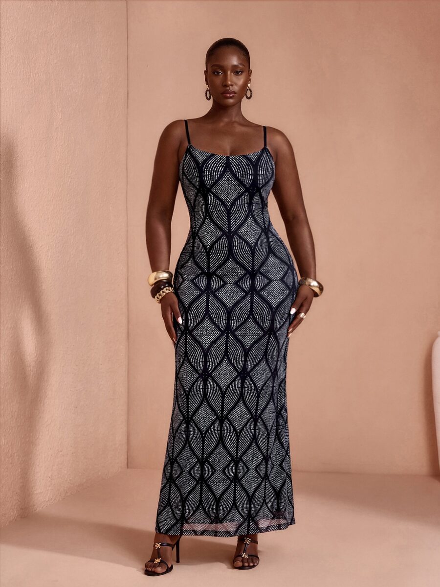 JIAN LASALA All-Over Print Adjustable Strap Backless Sleeveless Summer Plus Size Dress Vacation Casual - Multicolor - View 1