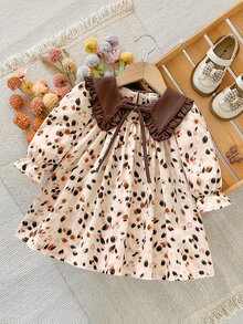SHEIN 女嬰全印花對比色休閒日常夏季洋裝 - 彩色 - 查看 3