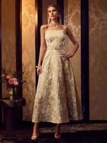 MOTF Soiréza WOMEN'S AUTUMN/WINTER OCCASION WEAR STRAPLESS A-LINE DRESS - Multicolor - View 5