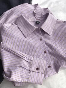 Dazy Kids Teen Girls Loose Casual Long Sleeve Textured Shirt With Collar - Mauve Purple - View 7
