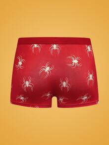 Notgurli Men's Spider Print Elastic Waist Casual Boxer Briefs - Red - View 2