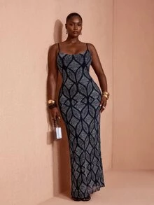 JIAN LASALA All-Over Print Adjustable Strap Backless Sleeveless Summer Plus Size Dress Vacation Casual - Multicolor - View 1