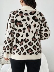 SHEIN LUNE Plus Colorblock Mock Neck Drop Shoulder Sweater, Winter Knit Pullover Fall Autumn - Multicolor - View 2