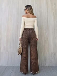Selenza Plus Size Women's Pocket Design Wide Leg Loose Casual Denim Jeans - Mocha Brown - View 14