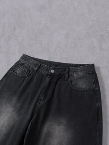 Manfinity Denimwave Men Y2K Hip Hop WideLeg Jeans, Spider Graphic Print Baggy Denim Trousers - Black - View 6
