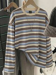 Muvela Women's Casual Loose Long Sleeve T-Shirt, Striped T-Shirt - Multicolor - View 7