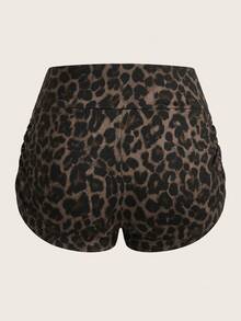 SHEIN EZwear 休閒極簡女款低腰緊身短褲，豹紋短褲 - 彩色 - 查看 2
