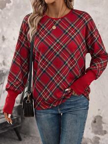 SHEIN LUNE 女款格紋休閒百搭日常長袖運動衫 - 彩色 - 查看 3