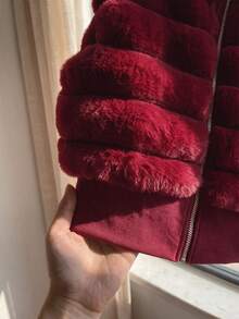 Comfortcana Plus Size Women's Casual Faux Fur Vest Faux Fur Jacket Suitable For Outdoor Wear Winter,Micro Short,Fur - Burgundy - View 6