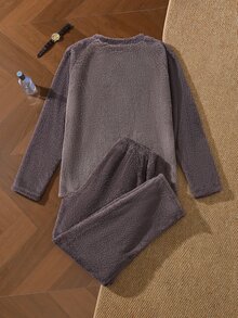 Manfinity Underwear&Sleepwear Basics Men's Casual Fleece Loungewear Set - Multicolor - View 2