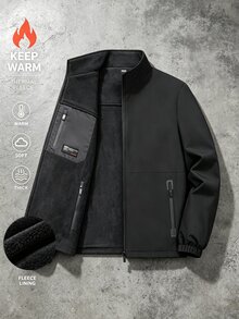 Men's Thermal Lined Thick Reversible Jacket, Casual Outdoor Sports Jacket, Autumn/Winter - Black - View 2