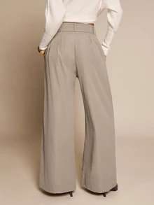 SHEIN Glamour Women's Solid Color Casual Versatile Daily Wear Suit Pants - Khaki - View 2