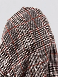 Solflare New Fall/Winter Plus Size Vintage Large Plaid Woolen Short Skirt With Gold Button Detail For Outings, School, Work, Birthdays, Dates & Casual Wear - Multicolor - View 6