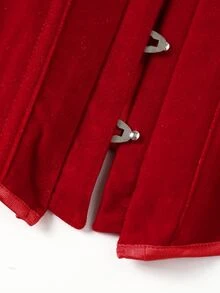 Rometta Plus Size Women's Solid Color Off-Shoulder Front Button Gold Velvet Top - Burgundy - View 7