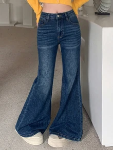 DAZY Women's Casual Distressed Korean Style Jeans Petite - Dark Wash - View 6