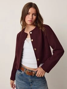 Willow Rêve Chaqueta ajustada marrón para mujer con botones metálicos - Marrón - Ver 1