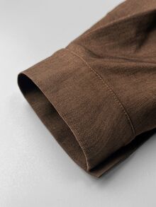 Linhara CURVE Plus Size Woven Elegant Autumn One-Piece Pants - Coffee Brown - View 3