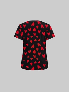 TaskEZ Bộ đồng phục scrub 2 món cho nữ, họa tiết trái tim, Valentine's Day - Nhiều màu - Xem 8