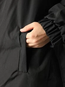 Easura Plus Size Women's Fur Collar Long Sleeve Single-Breasted Casual Winter Jacket - Black - View 13