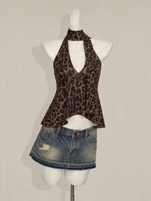 SHEIN ICON 女款休閒露背娃娃裝背心，豹紋印花背心 - 彩色 - 查看 5