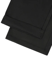 SLATEMANN Men's Solid Color Drawstring Waist Pocket Business Casual Pants - Black - View 4