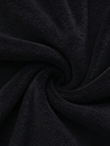 SHEIN Tween Girls Autumn/Winter Thick Warm Casual Basic Daily Wear School Layering High Neck Ribbed Fleece Fabric Solid Color Long School Off-White - Black - View 7