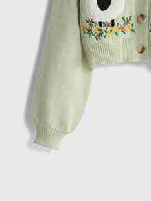 ROMWE Hippie Cottagecore Women's Bohemian Embroidery Cardigan,Long Sleeve Tops - Mint Green - View 3
