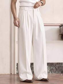 SWAVVY Men's Striped Casual Versatile Daily Wear Long Pants - Apricot - View 7
