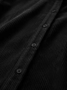 SHEIN LUNE Plus Size Women Solid Color Long Sleeve Casual Loose Fit Shirt Winter - Black - View 4