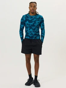 Musero Sport Long Sleeve Seamless Printed Muscle Fit Crew Neck Top Autum Winter Sports Activewear - Blue - View 2