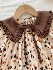 SHEIN 女嬰全印花對比色休閒日常夏季洋裝 - 彩色 - 查看 5