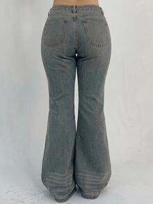 Dazy Plus Vintage Washed Distressed Stretch Slim Fit Flare Denim Long Pants Korean Style - Medium Wash - View 5