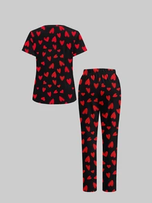 TaskEZ Bộ đồng phục scrub 2 món cho nữ, họa tiết trái tim, Valentine's Day - Nhiều màu - Xem 2