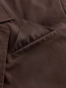 SWAVVY Men's Solid Color Double-Breasted Short Sleeve Shirt And Suit Pants Set - Brown - View 4