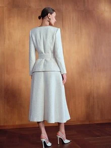 MOTF PREMIUM WOMEN'S TWEED 2 IN 1 DRESS, AUTUMN/WINTER - Beige - View 5