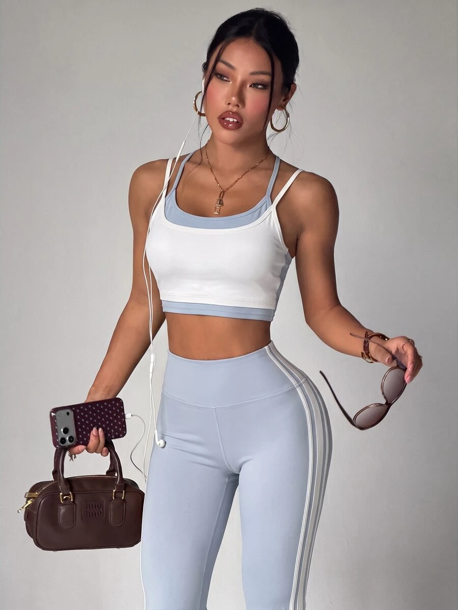 FavEase Women's 2 Pieces Camisole Top And Pants Casual Daily Sports Set - Multicolor - View 1