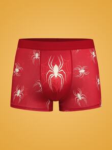 Notgurli Men's Spider Print Elastic Waist Casual Boxer Briefs - Red - View 1