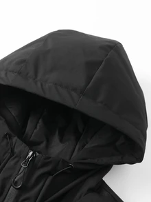 Manfinity Homme Men's Waterproof Hooded Sports Outdoor Jacket, Thermal Lined, Autumn/Winter - Black - View 3